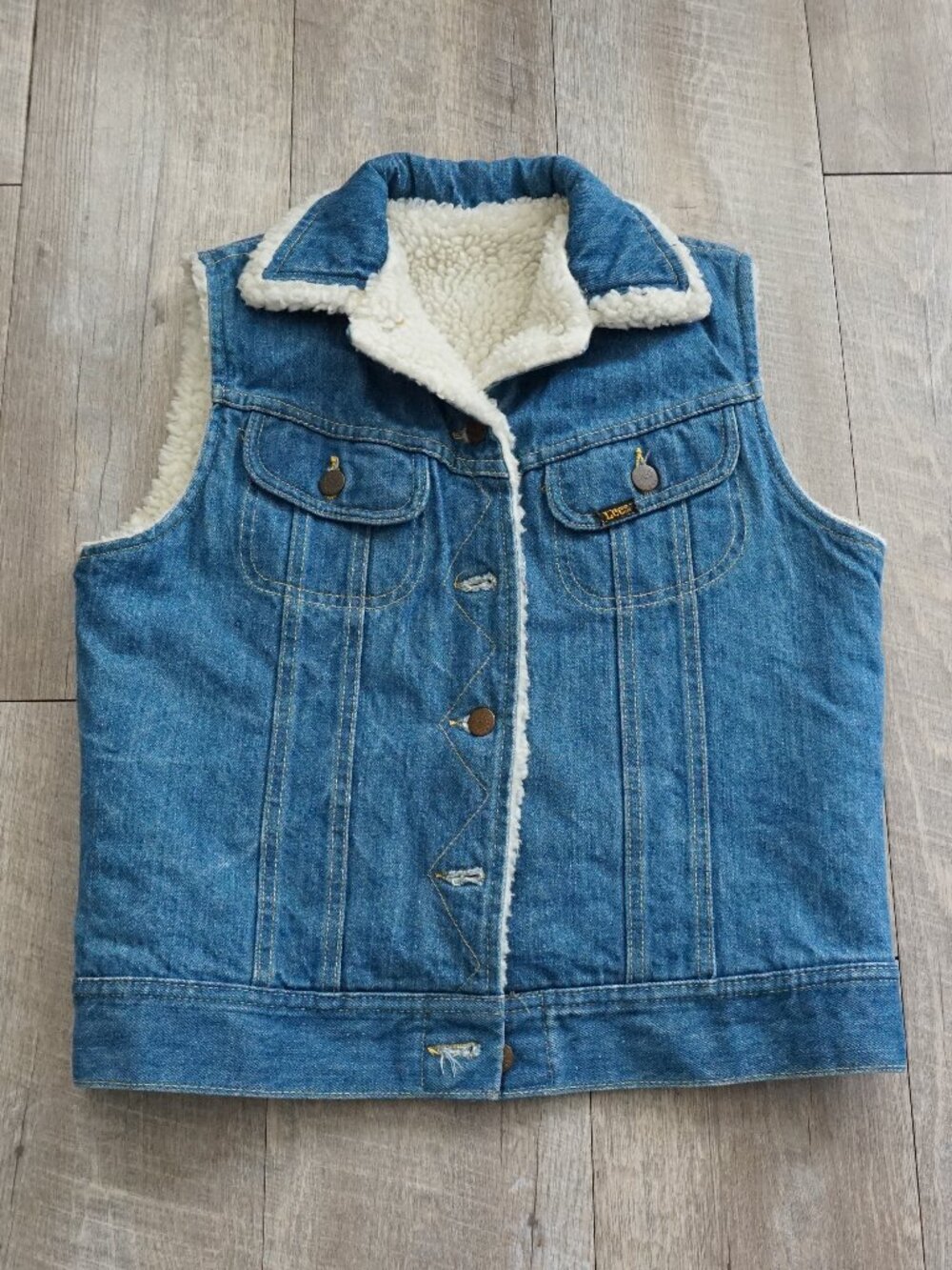 Vintage Lee Sherpa Lined Denim Vest